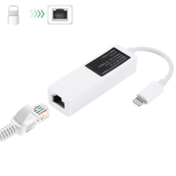 NK107A1 8 Pin to RJ45 Ethernet LAN Network Adapter Cable for iPhone / iPad Series, Total Length: 16cm(White)