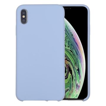 For iPhone XS Max Four Corners Full Coverage Liquid Silicone Protective Case Back Cover (Baby Blue)