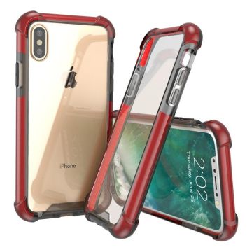 For iPhone X / XS PC + TPU Drop-proof Protective Back Cover Case (Wine Red)