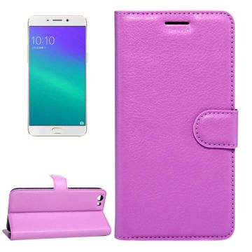 For OPPO  R9s Plus Litchi Texture Horizontal Flip Leather Case with Magnetic Buckle & Holder & Card Slots & Wallet(Purple)