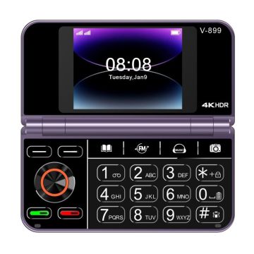 SOYES V-899, 32MB+64MB, 2.4 inch + 2.8 inch Display MTK6261D CPU, BT 3.0, Network: 2G, Dual SIM (Purple)
