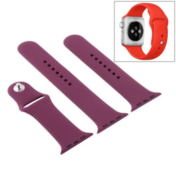 For Apple Watch Series 10 42mm / 9&8&7 41mm / SE 3&SE 2&6&SE&5&4 40mm / 3&2&1 38mm 3 in 1 Rubber Watch Band with Pin Buckle(Violet)