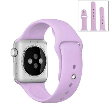 For Apple Watch Series 10 42mm / 9&8&7 41mm / SE 3&SE 2&6&SE&5&4 40mm / 3&2&1 38mm 3 in 1 Rubber Watch Band with Pin Buckle(Purple)