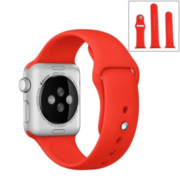 For Apple Watch Series 10 42mm / 9&8&7 41mm / SE 3&SE 2&6&SE&5&4 40mm / 3&2&1 38mm 3 in 1 Rubber Watch Band with Pin Buckle(Red)