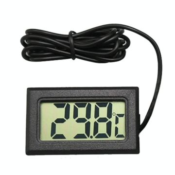 Mini LCD Digital Thermometer for Fridge Freezer, Insert Size 46mm x 26.6mm, Cable Length 1m(Black)