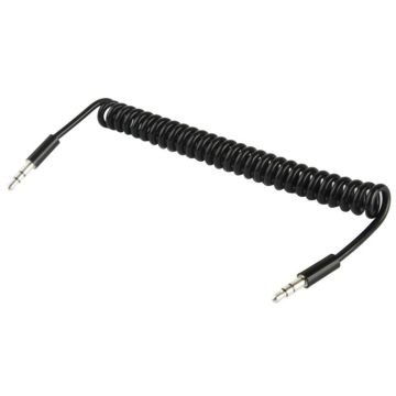 Spring Coiled 3.5mm Aux Cable, Compatible with Phones, Tablets, Headphones, MP3 Player, Car/Home Stereo & More, Length: 20cm up to 80cm(Black)