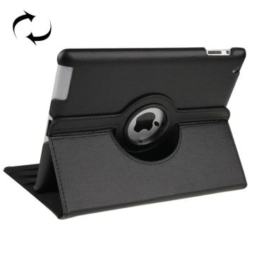 360 Degree Rotatable Leather Case with Sleep / Wake-up Function & Holder for New iPad (iPad 3)(Black)