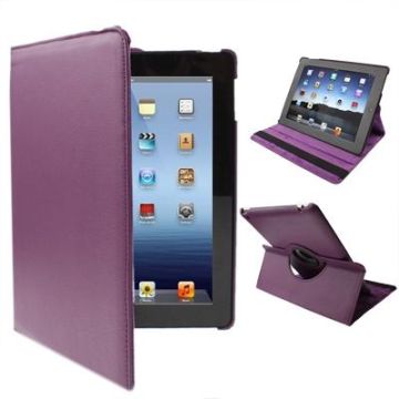 360 Degree Rotatable PU Leather Case with Sleep / Wake-up Function & Holder for New iPad (iPad 3) / iPad 2(Dark Purple)