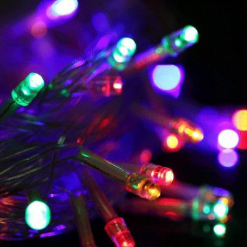 Waterproof  String Light, Length: 10m, 100 LED RGB Light with Controller, Flashing / Fading / Chasing Effect, AC 220V, EU Plug 