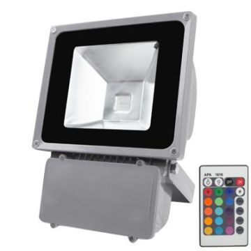 80W Waterproof Floodlight Lamp , RGB LED Light with Remote Control, AC 85-265V(Black)