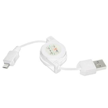USB 2.0 to Micro USB Retractable Data Cable, Length: 10cm (Can be Extended to 75cm)(White)