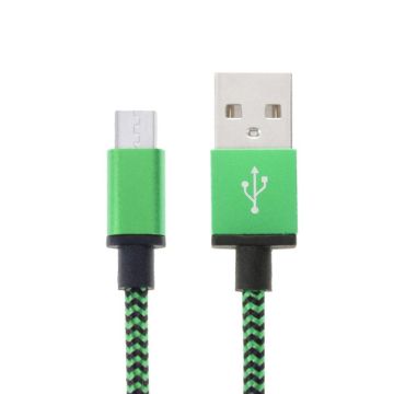 2m Woven Style Micro USB to USB 2.0 Data / Charger Cable(Green)
