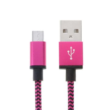 2m Woven Style Micro USB to USB 2.0 Data / Charger Cable(Magenta)