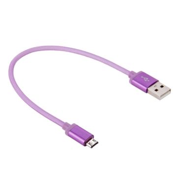 25cm Net Style Metal Head Micro USB to USB 2.0 Data / Charger Cable(Purple)