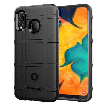 Shockproof Rugged  Shield Full Coverage Protective Silicone Case for Galaxy A30(Black)
