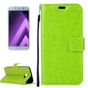 For Galaxy A5 (2017) / A520 Crazy Horse Texture Horizontal Flip PU Leather Case with Holder & Card Slots & Wallet & Photo Frame & Lanyard & Magnetic Buckle (Green)