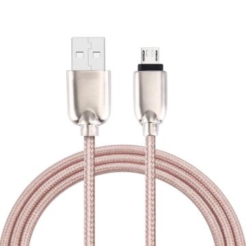 1M Woven Style Metal Head 108 Copper Cores Micro USB to USB Data Sync Charging Cable, For Samsung, HTC, Sony, Huawei, Xiaomi, Meizu and other Android Devices with Micro USB Port(Pink)