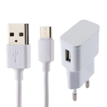 5V 2.1A Intelligent Identification USB Charger with 1m USB to USB-C / Type-C Charging Cable, EU Plug(White)