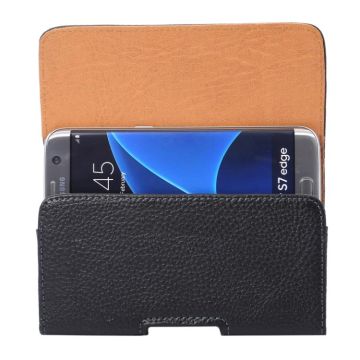 For Galaxy S7 Edge / G935 & S6 Edge / 925 Litchi Texture Vertical Flip Leather Case of Waist Bag with Back Splint (Black)