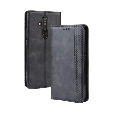 Magnetic Buckle Retro Crazy Horse Texture Horizontal Flip Leather Case for Nokia X71 / 8.1 Plus, with Holder & Card Slots & Photo Frame(Black)