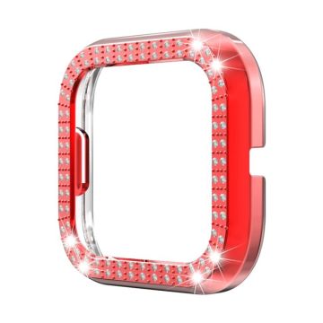 For Fitbit versa 2 PC Double-row Diamond-encrusted Protective Shell(Red)