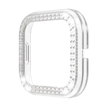 For Fitbit versa 2 PC Double-row Diamond-encrusted Protective Shell(Transparent)