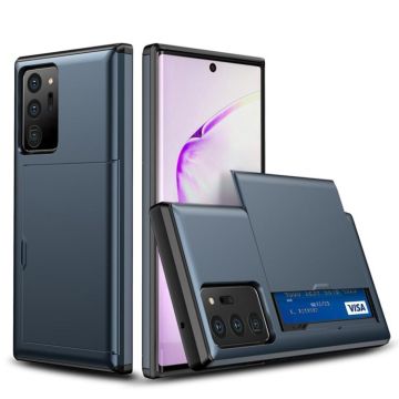 For Samsung Note20 Ultra Shockproof Rugged Armor Protective Case with Card Slot(Dark Blue)