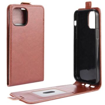 For iPhone 12 mini R64 Texture Single Vertical Flip Leather Protective Case with Card Slots & Photo Frame(Brown)