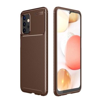 For Samsung Galaxy A82 Carbon Fiber Texture Shockproof TPU Case(Brown)