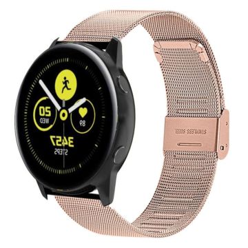 20mm Double Buckle Braided Fine Mesh Stainless Ssteel Metal Replacement Strap(rose gold)