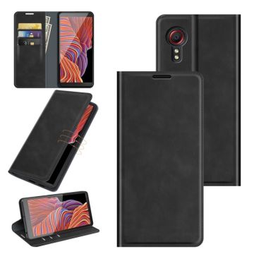 For Samsung Galaxy Xcover 5 / Xcover 5S Retro-skin Business Magnetic Suction Leather Case with Holder & Card Slots & Wallet(Black)
