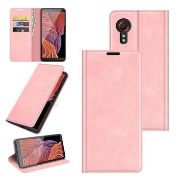 For Samsung Galaxy Xcover 5 / Xcover 5S Retro-skin Business Magnetic Suction Leather Case with Holder & Card Slots & Wallet(Pink)