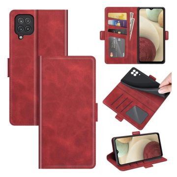 For Samsung Galaxy F12 / M12 Dual-side Magnetic Buckle Horizontal Flip Leather Case with Holder & Card Slots & Wallet(Red)