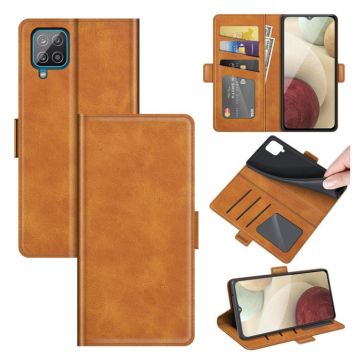 For Samsung Galaxy A22 4G Dual-side Magnetic Buckle Horizontal Flip Leather Case with Holder & Card Slots & Wallet(Yellow)