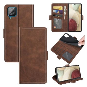 For Samsung Galaxy A22 4G Dual-side Magnetic Buckle Horizontal Flip Leather Case with Holder & Card Slots & Wallet(Brown)