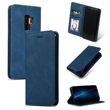 Retro Skin Feel Business Magnetic Horizontal Flip Leather Case for Samsung Galaxy S9 Plus(Navy Blue)