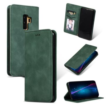Retro Skin Feel Business Magnetic Horizontal Flip Leather Case for Samsung Galaxy S9 Plus(Army Green)