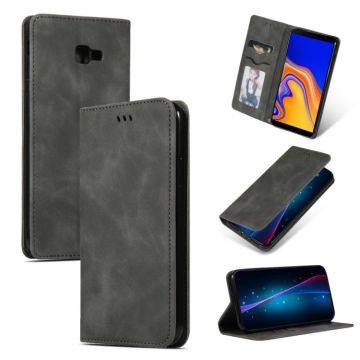Retro Skin Feel Business Magnetic Horizontal Flip Leather Case for Samsung Galaxy J4 Plus 2018 & J4 Prime(Dark Gray)