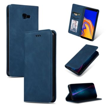 Retro Skin Feel Business Magnetic Horizontal Flip Leather Case for Samsung Galaxy J4 Plus 2018 & J4 Prime(Navy Blue)
