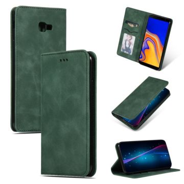 Retro Skin Feel Business Magnetic Horizontal Flip Leather Case for Samsung Galaxy J4 Plus 2018 & J4 Prime(Army Green)