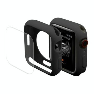 ENKAY Hat-Prince Protective TPU Watch Case + Full Coverage PET Screen Protector Film For Apple Watch Series 8 / 7 41mm(Black)