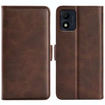 For Alcatel 1B 2022 Dual-side Magnetic Buckle Horizontal Flip Leather Phone Case(Brown)