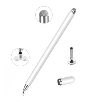 AT-30 2-in-1 Silicone Sucker + Conductive Cloth Head Handwriting Touch Screen Pen Mobile Phone Passive Capacitive Pen with 1 Pen Head(White)