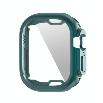 ENKAY Electroplated Soft TPU Case with Screen Film For Apple Watch Ultra / Ultra 2 49mm(Cyan)