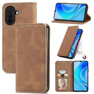 For Huawei Enjoy 50 Retro Skin Feel Magnetic Leather Phone Case(Brown)