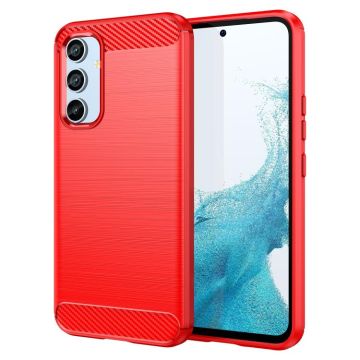 For Samsung Galaxy A54 5G Brushed Texture Carbon Fiber TPU Phone Case(Red)