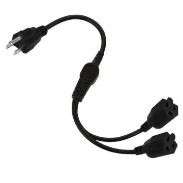 JUNSUNMAY US 1.6FT NEMA 5-15P 1 to 2 Way Outlet NEMA 5-15R SJT 16AWG 3 Prong Power Cable Wire Extender