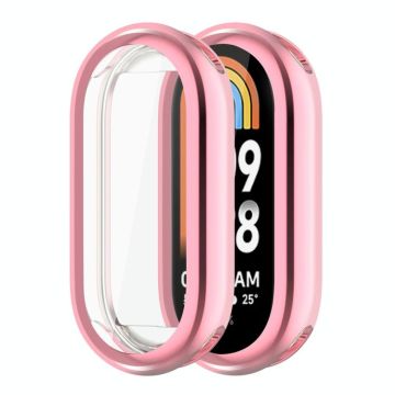 For Xiaomi Mi Band 8 ENKAY Hat-Prince Full Coverage Electroplated Soft TPU Case with Screen Protection(Pink)