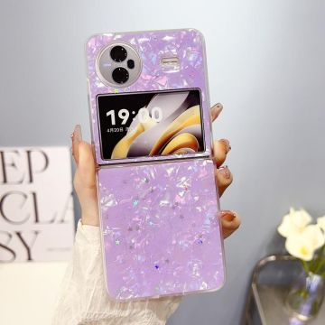 For vivo X Flip Glitter Epoxy Shell Texture Acrylic TPU Shockproof Phone Case(Purple)