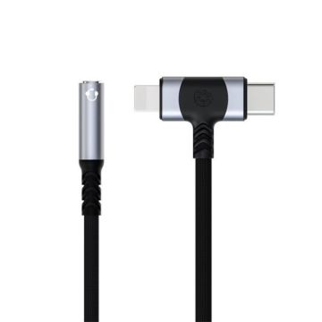 JS-65 USB-C/Type-C+8 Pin Male to 3.5mm Audio Female Headphone Adapter Cable Cord(Tarnish)